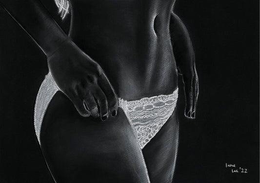 Charcoal Drawing of Woman in Underwear